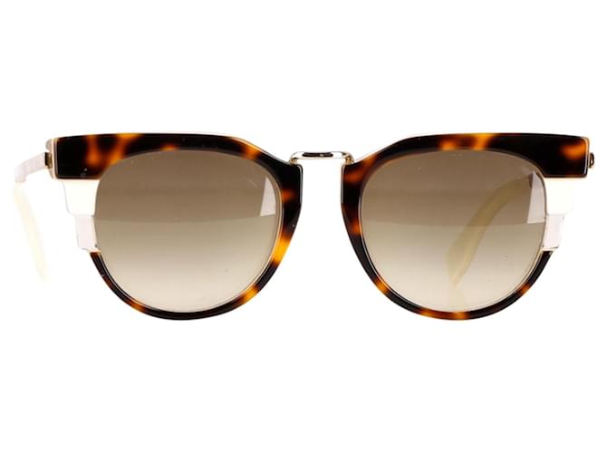 Óculos de sol tipo gatinho Fendi Tortoise-Shell em acetato marrom Fibra de celulose  ref.1351597