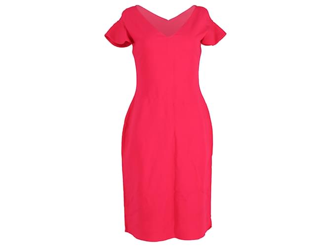 Autre Marque Antonio Berardi V-neck Sheath Dress in Pink Polyester  ref.1351600