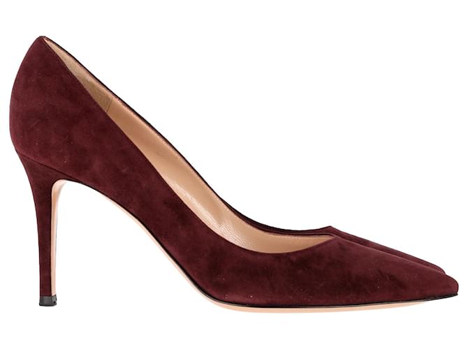 Escarpins à bout pointu Gianvito Rossi en daim bordeaux Suede  ref.1351602