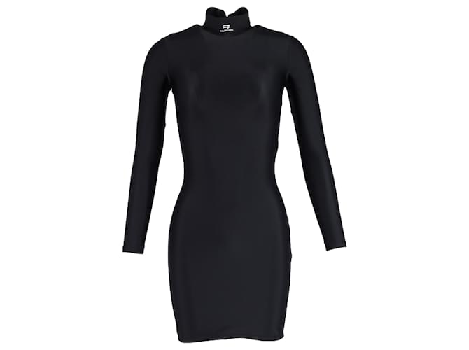 Balenciaga Mini-robe à col montant et logo en nylon noir  ref.1351610