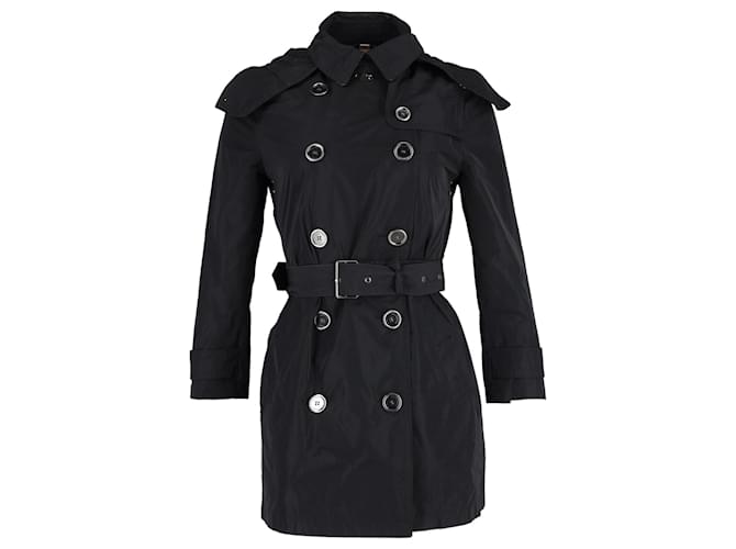 Burberry Hooded Trench Coat in Black Wool  ref.1351616