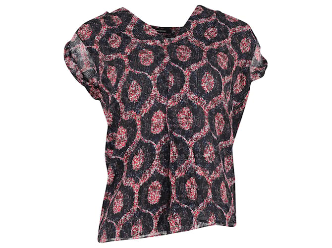 Isabel Marant Blouse à col en V imprimé cachemire en viscose multicolore Coton Imprimé python  ref.1351624