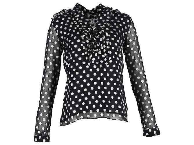 Autre Marque Dodo Bar Or Polka Dot Bluse aus schwarzer Viskose