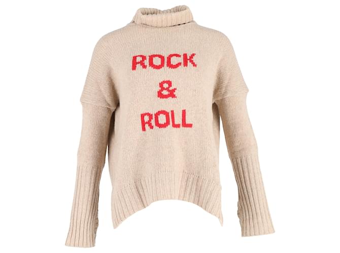 Zadig & Voltaire Zadig and Voltaire Alma 'Rock and Roll' Turtleneck Sweater in Beige Wool Brown  ref.1351632