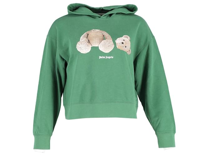 Palm Angels Bear Fitted Hoodie in Green Cotton  ref.1351633
