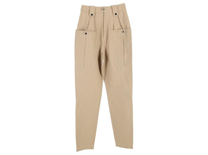 Calça cônica plissada Isabel Marant Yerris em algodão marrom  ref.1351642