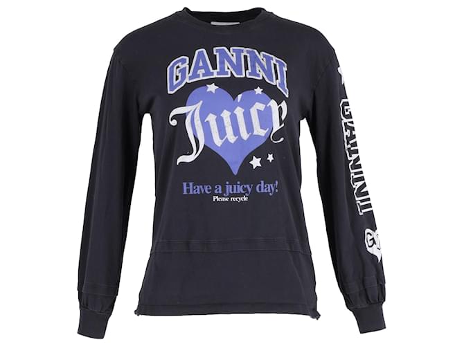 Juicy Couture x Ganni Long Sleeve Top in Black Cotton  ref.1351648