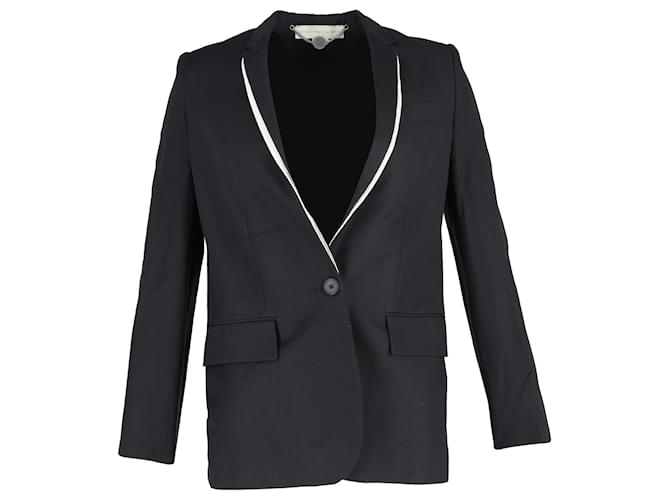 Stella Mc Cartney Stella McCartney Blazer mit Kontrastbesatz aus schwarzer Wolle  ref.1351649