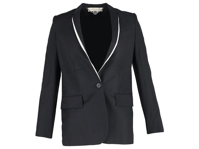 Stella Mc Cartney Stella McCartney Blazer mit Kontrastbesatz aus schwarzer Wolle