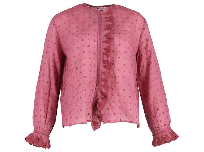 Blusa Isabel Marant de bolinhas em algodão rosa