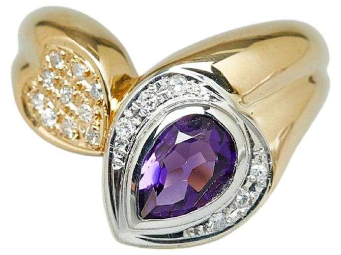 & Other Stories K18 Gold Pt900 Platinum Amethyst Diamond 0.11ct Ring in Excellent Condition Golden Metal  ref.1351663