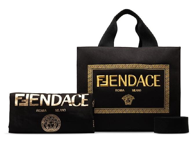 Fendi Fendi x Versace Fendace Convertible Tote Sac cabas en toile 8BH395 In excellent condition  ref.1351692