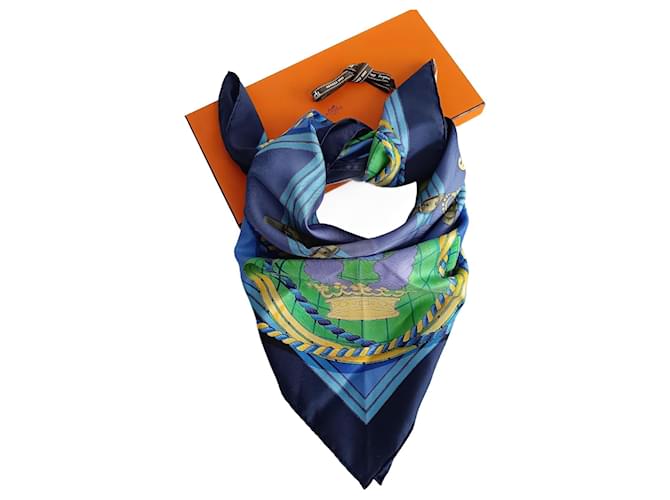 Hermès Grande Tenue silk scarf 89x89 Blue  ref.1351738
