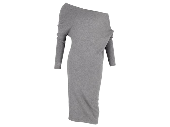 Tom Ford Off-Shoulder Dress in Grey Cashmere Wool  ref.1351744