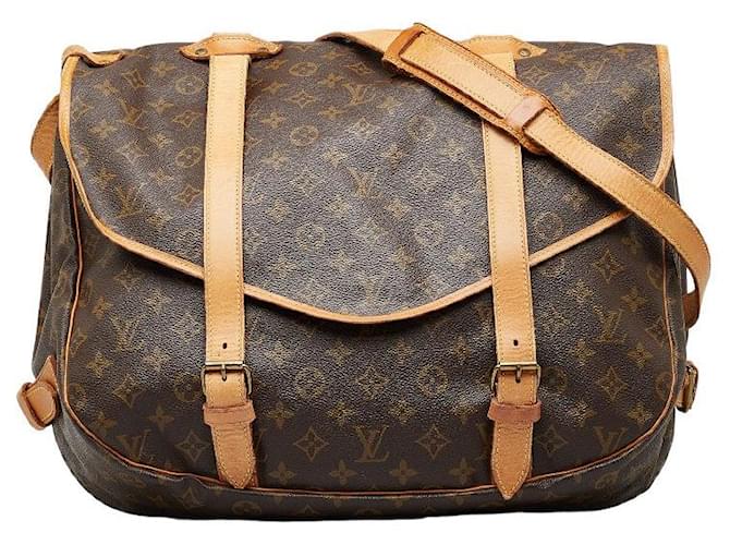 Bolsa de ombro Louis Vuitton Monogram Saumur 43 M42252 em PVC marrom em muito bom estado Plástico  ref.1351775