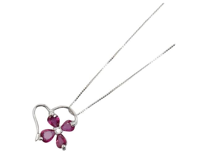 & Other Stories [LuxUness] 18K Ruby Flower Motif Necklace  Metal Necklace in Excellent condition  ref.1351789