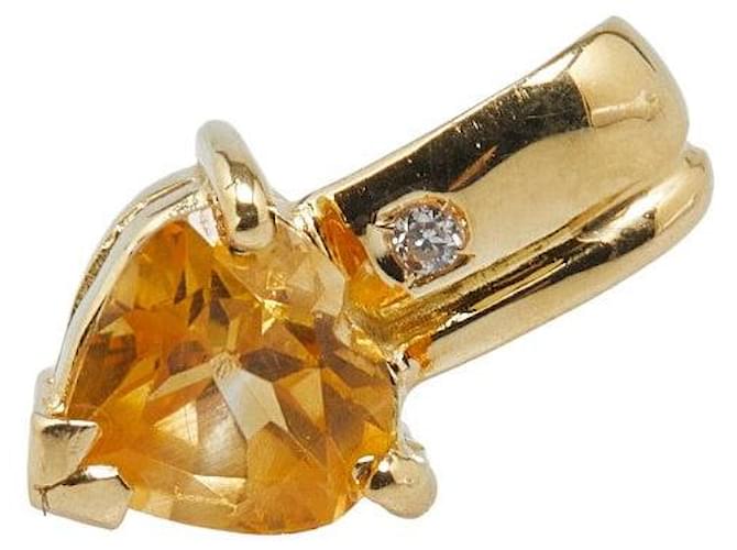 & Other Stories K18YG Yellow Gold Citrine Topaz Diamond Pendant in Great Condition Golden Metal  ref.1351792