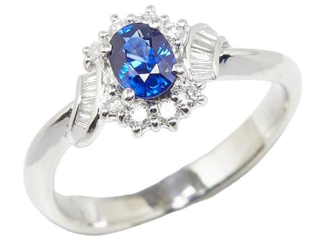 & Other Stories Pt900 Platinum Sapphire 0.56ct Diamond 0.24ct Ring Size 13 in Great Condition Silvery Metal  ref.1351795