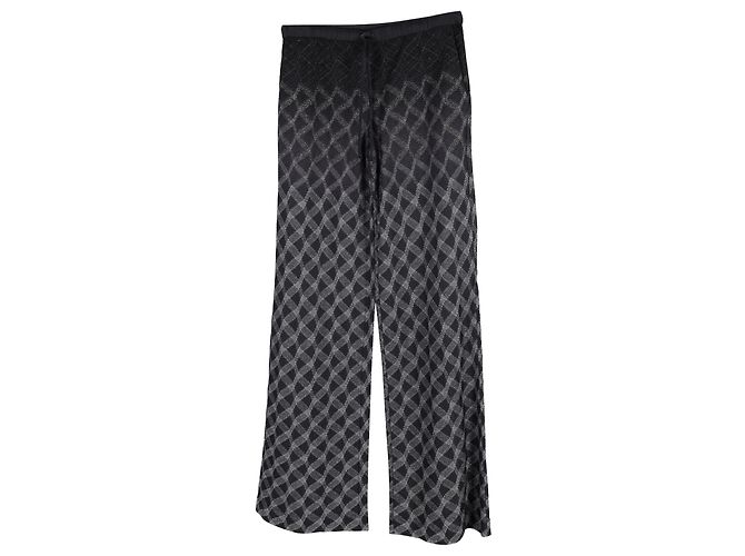 Calça de perna larga estampada Missoni em rayon preto