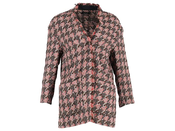 Isabel Marant Hahnentritt-Tweedjacke aus roter Wolle  ref.1351804