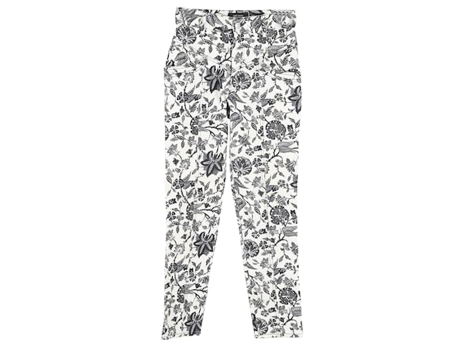 Isabel Marant Lorrick Jeans recortados com estampa floral em algodão branco  ref.1351811