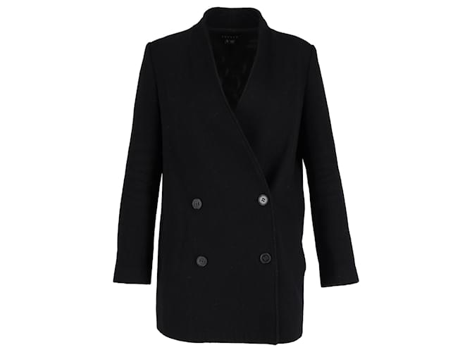 Theory Teoria Blazer sem colarinho forrado em lã preta Preto  ref.1351814