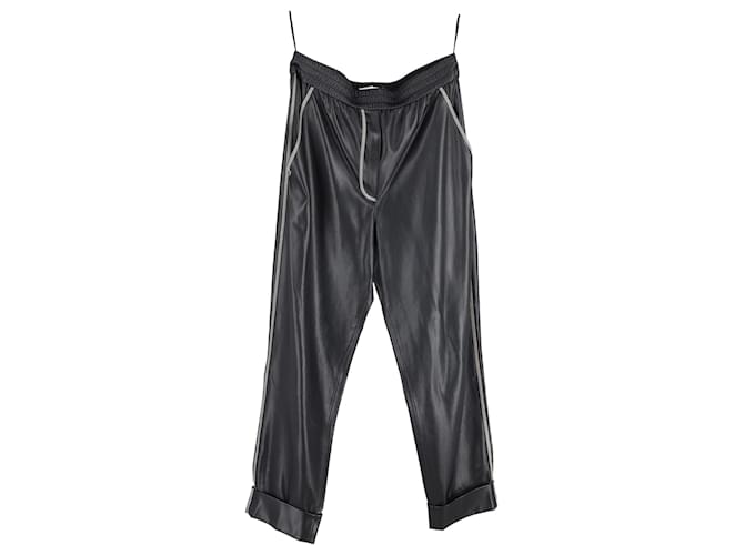 Pantalón Nanushka con cintura elástica en piel sintética negra Negro Sintético Polipiel  ref.1351815