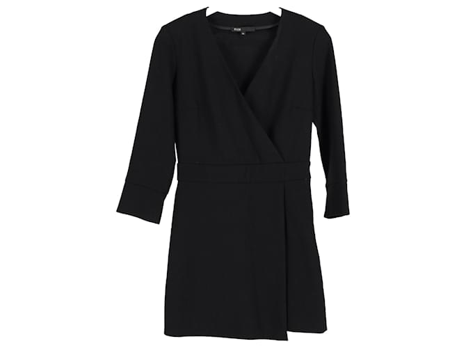 Mini-robe col V Maje en laine noire  ref.1351829