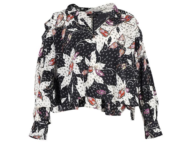 Camicetta Ricky In Crepe De Chine Stampata Con Volant Di Isabel Marant In Seta Multicolor Stampa python