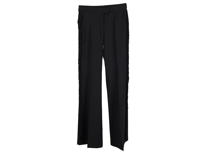 Stella Mc Cartney Pantalones con flecos de lana negra de Stella McCartney Negro