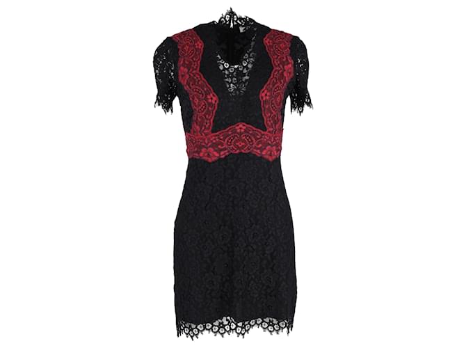 Sandro Muse Lace Mini Dress In Black Polyester  ref.1351843