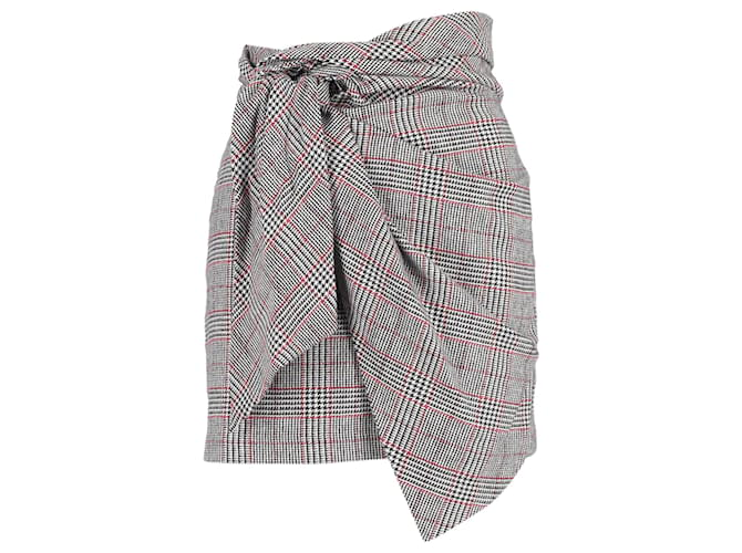 Isabel Marant Mini-jupe à nœud sur le devant en laine grise  ref.1351850