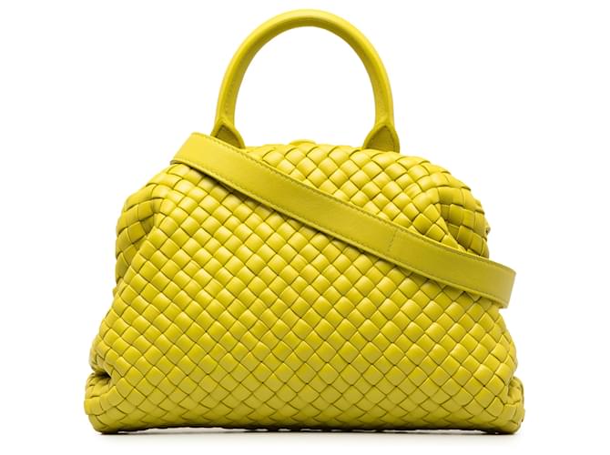 Bolsa Bottega Veneta Amarela Média Intrecciato com Alça Superior Amarelo Couro Bezerro-como bezerro  ref.1351913