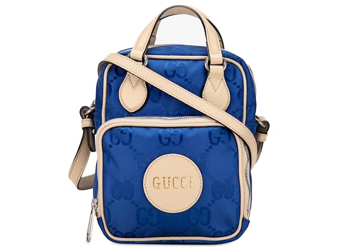 Bolso satchel Off The Grid de nailon con GG azul de Gucci Nylon Paño  ref.1351923