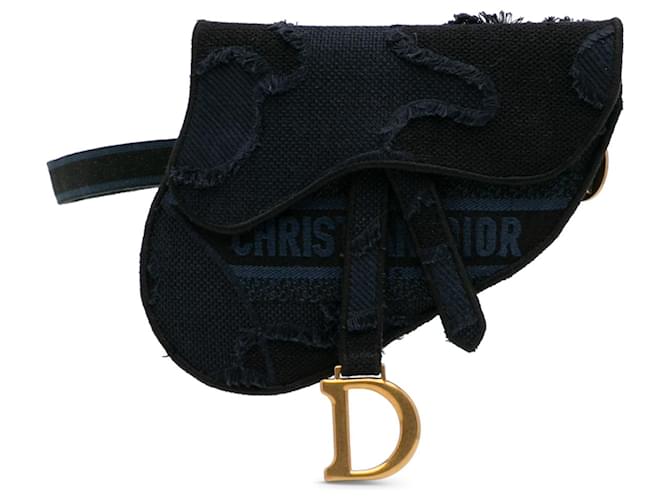 Saddle Dior Blaue Camouflage-Sattelgürteltasche Dunkelblau Leinwand Tuch  ref.1351935