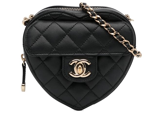 Chanel Black Mini CC in Love Heart Crossbody Leather  ref.1351942