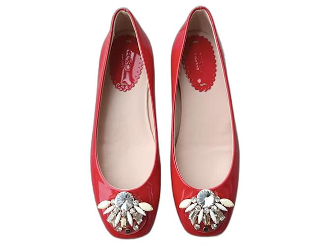 Furla Ballerines Cuir vernis Rouge  ref.1351976