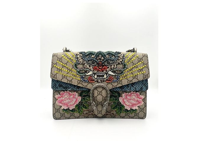 Bolsa Gucci Dionysus em cristal e pele de cobra Marrom