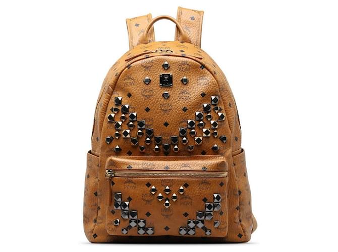 MCM Visetos Studded Stark Backpack Canvas Backpack in Good condition Cloth  ref.1351990