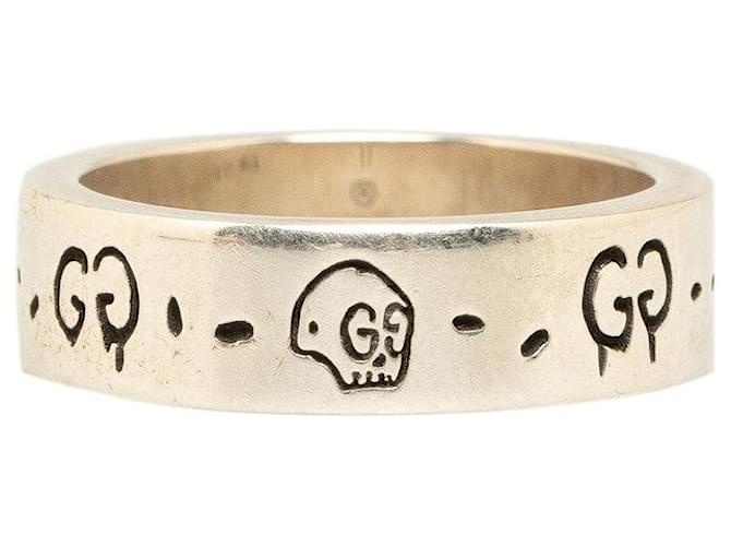 Anello in metallo Gucci Silver GG Ghost Ring in buone condizioni  ref.1352014
