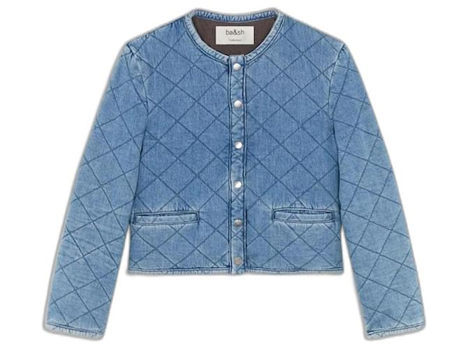 Ba&Sh BASH GIBUS quilted denim jacket Size 0 Excellent condition Light blue Cotton  ref.1352059