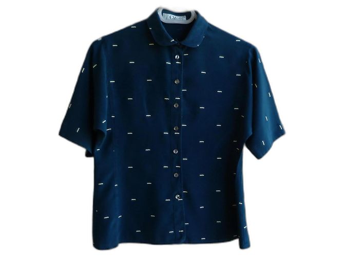 Camicetta Chloé in seta blu con stampa geometrica