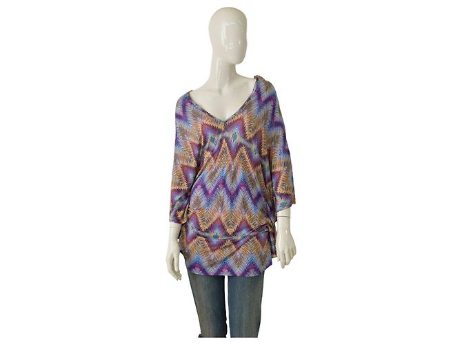 Melissa Odabash Multicolor Geometric Modal Tunic Blouse Multiple colors