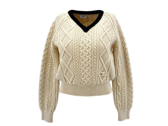 Chanel wool sweater. Black Beige  ref.1352082