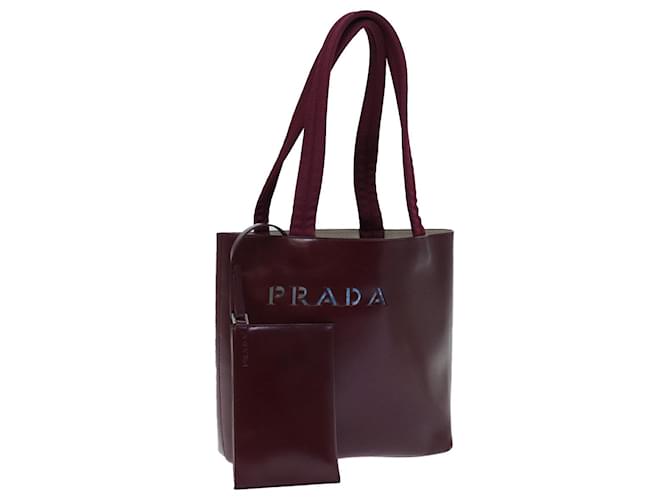 PRADA Hand Bag Leather Bordeaux Auth 71872  ref.1352120