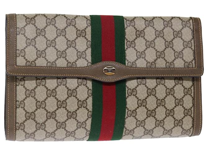 Pochette GUCCI GG Supreme Web Sherry Line PVC Beige Rouge 89 01 007 Ep d'authentification4065  ref.1352141