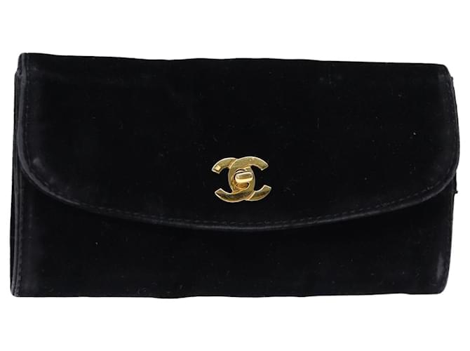 CHANEL COCO Mark Jewelry case Cosmetic Pouch Velor Black CC Auth bs13683  ref.1352191