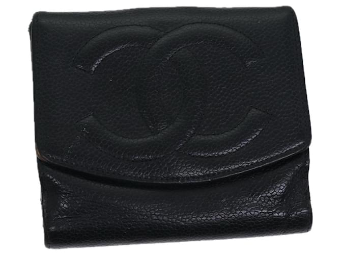 Carteira CHANEL Caviar Skin Preto CC Auth bs13883  ref.1352201