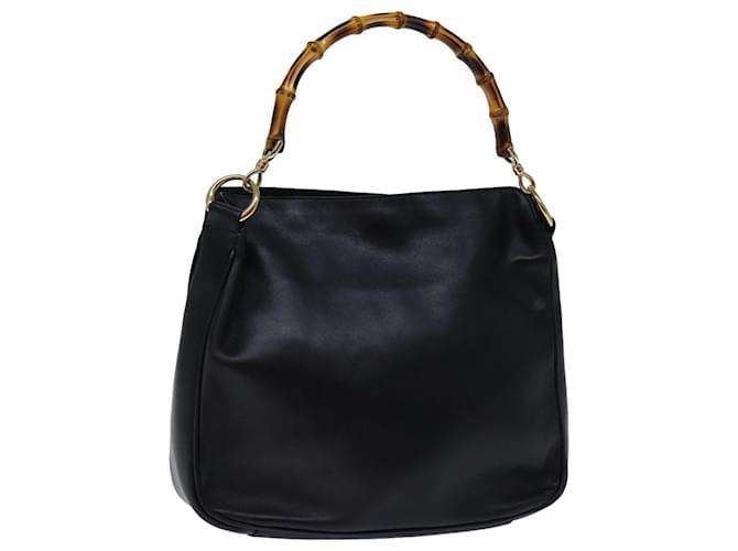 GUCCI Sac à Main en Bambou Cuir Noir 001 1638 Ep d'authentification4038  ref.1352235