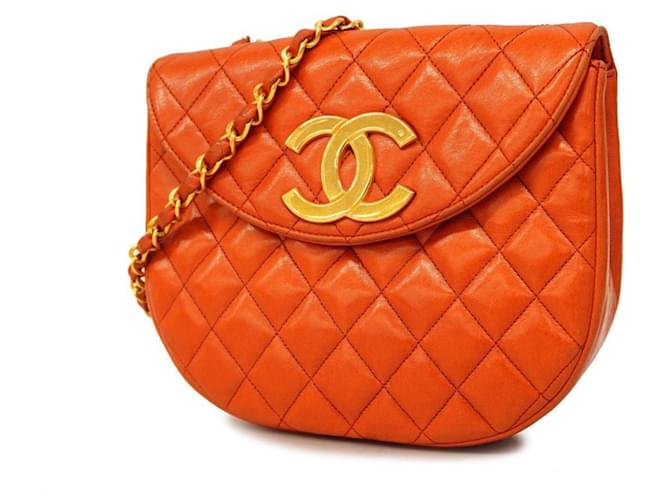 Chanel Matelassé Cuir Orange  ref.1352969